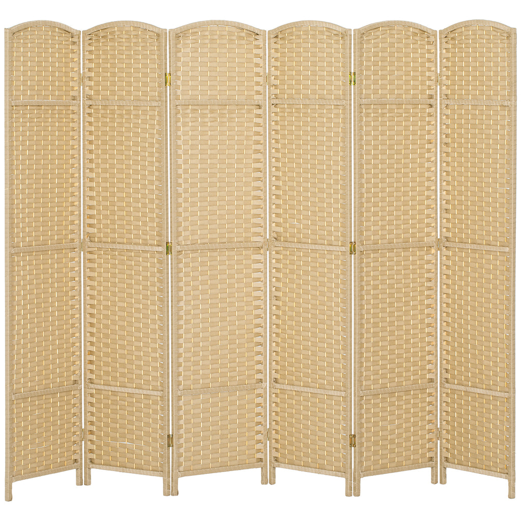 Folding Room Divider Screen 6 Panel 5.6' Tall Privacy Screen Freestanding Room Partition for Home Office, Beige
