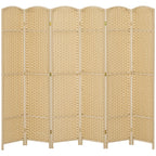 Folding Room Divider Screen 6 Panel 5.6' Tall Privacy Screen Freestanding Room Partition for Home Office, Beige