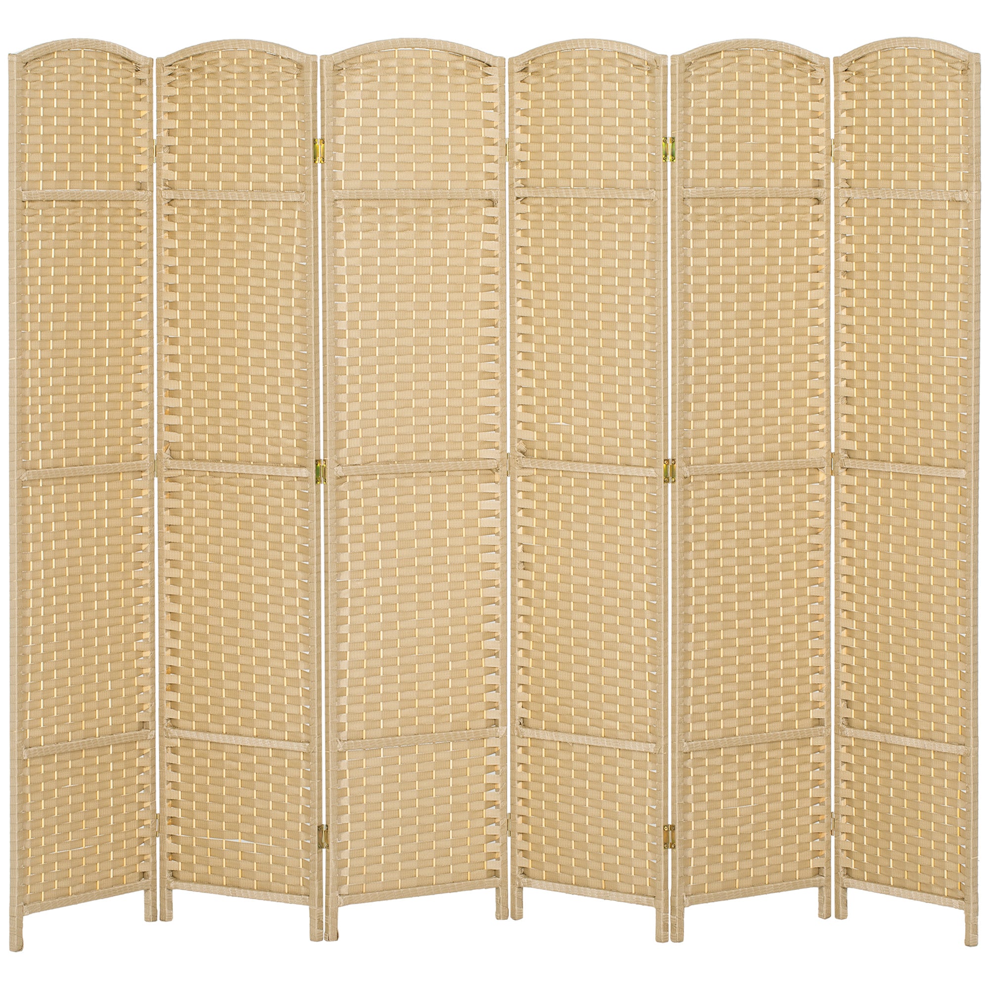 Folding Room Divider Screen 6 Panel 5.6' Tall Privacy Screen Freestanding Room Partition for Home Office, Beige
