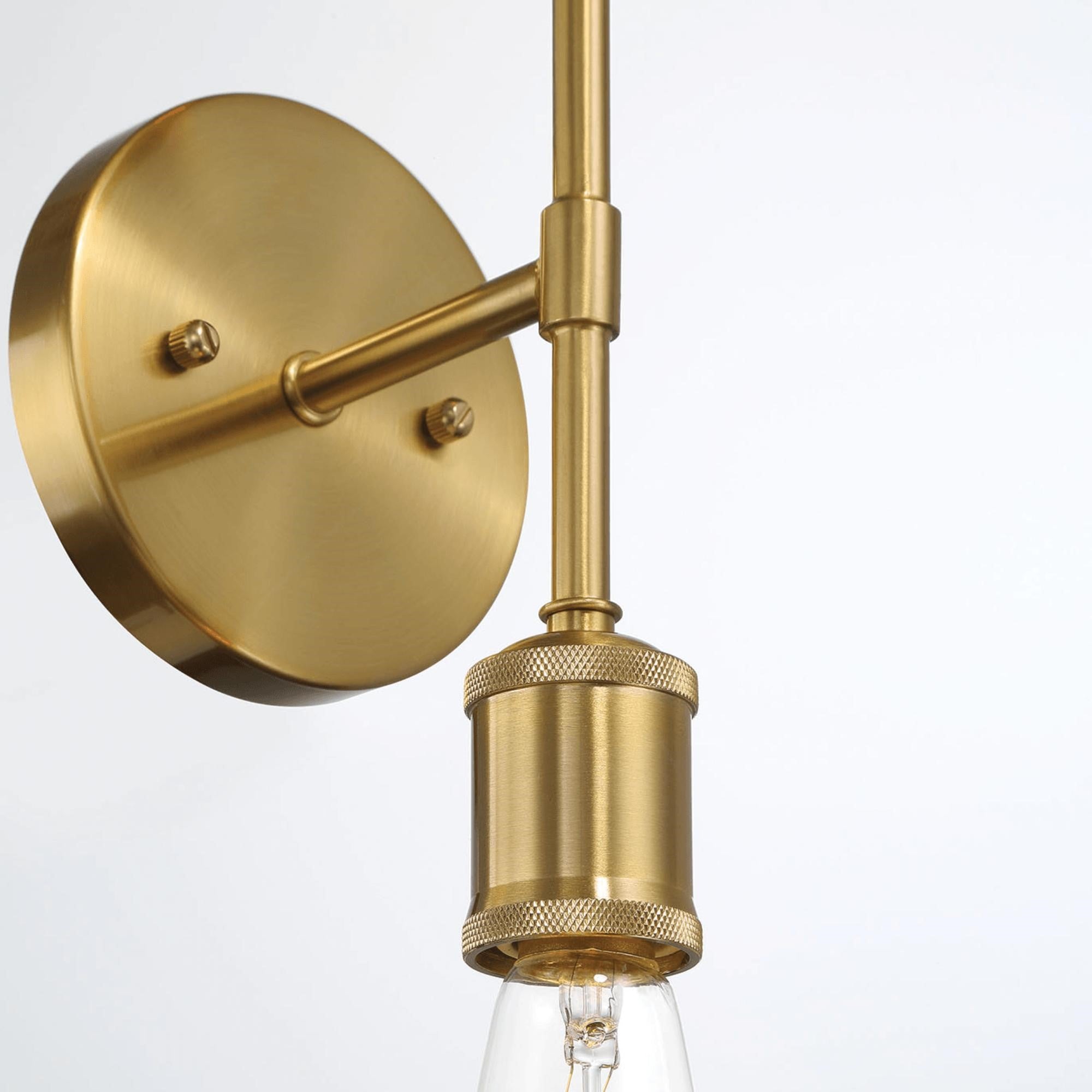 Elegant Double Lights Wall Sconce with Golden Accents, Clear Glass, Ideal for Bedroom, Hallway, Entryway, 5" L x 5" W x 11" H, Clear+Gold