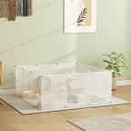 Pet Playpen DIY Small Animal Cage Open Enclosure Portable Plastic Fence 12 Panels for Guinea Pig Hedgehog White, 18" x 14"