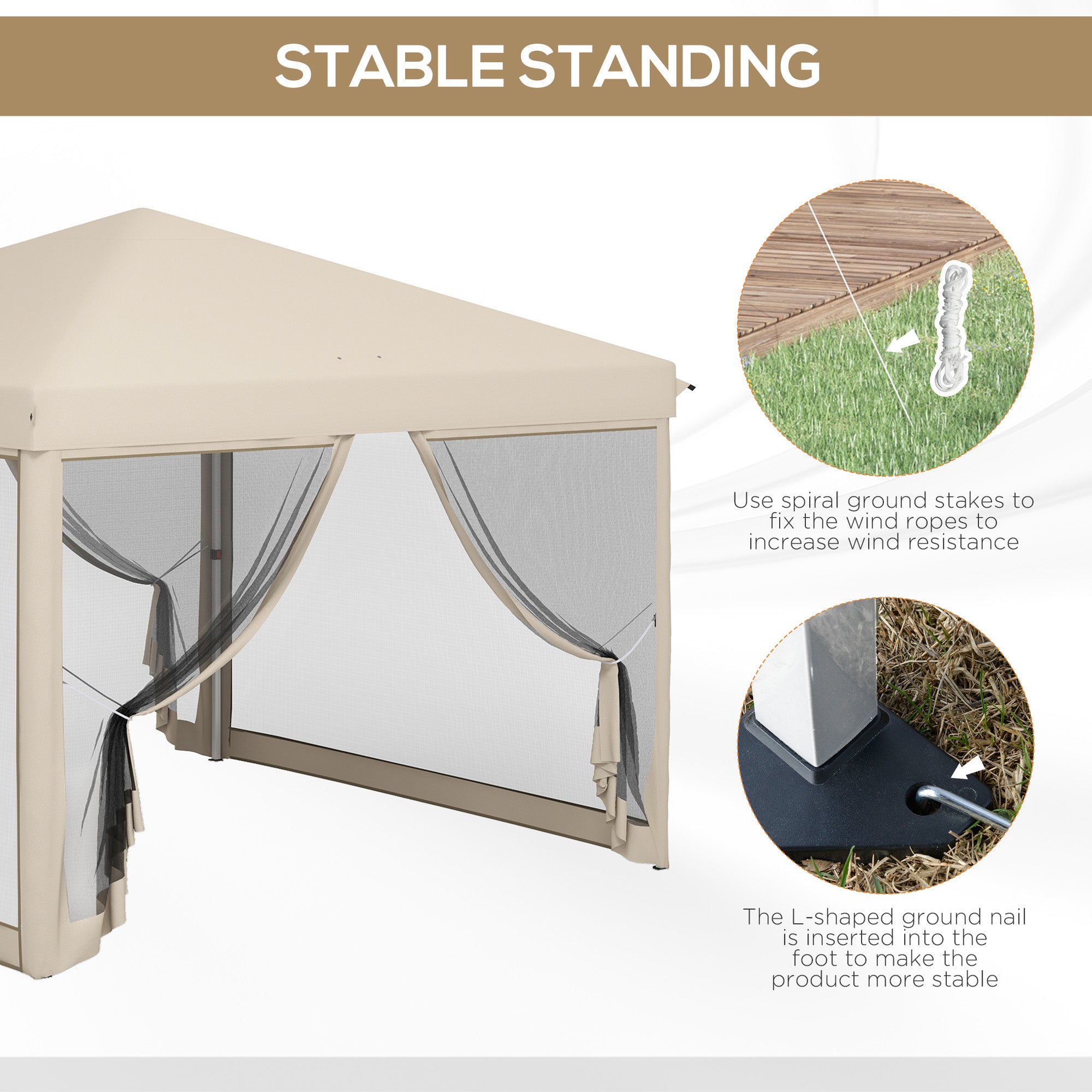 10' x 10' Pop Up Canopy Tent with Mesh Sidewalls, Height Adjustable, Transport Carrying Bag for Backyard Garden Patio