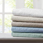 Oversized Quilted Throw Blanket with 100% Cotton Fill, Stitch Pattern, Machine Washable, Perfect for Any Décor, 70" L x 60" W x 0.25" H, Blue