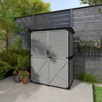 Wood Storage Shed, Outdoor Garden Shed with Asphalt Roof, 2 Shelves, Lockable Doors and Adjustable Feet, Gray