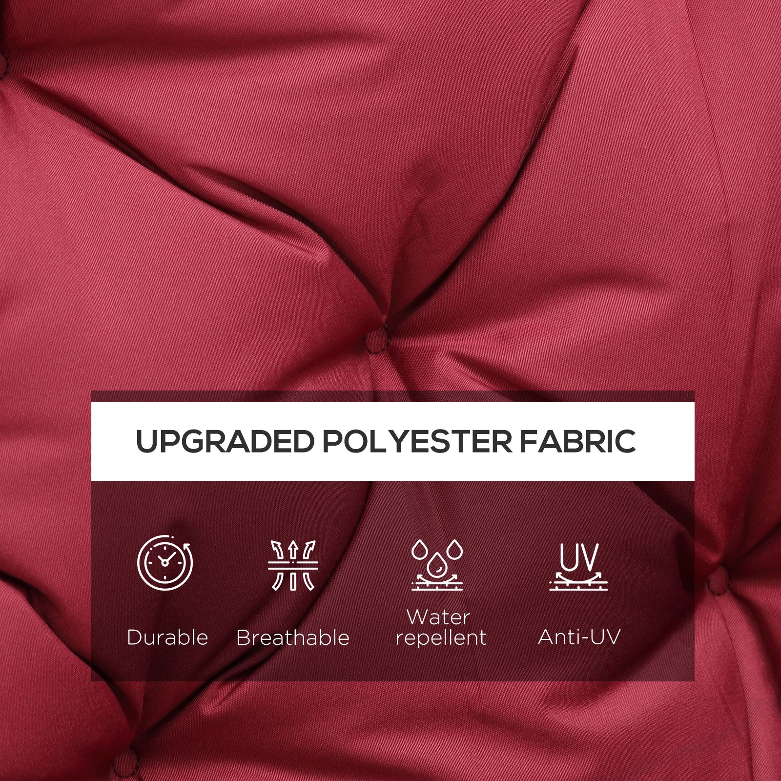 59" x 38" Tufted Bench Cushion for Outdoor Furniture, 3-Seater Replacement for Swing Chair, Patio Sofa/Couch, Wine Red