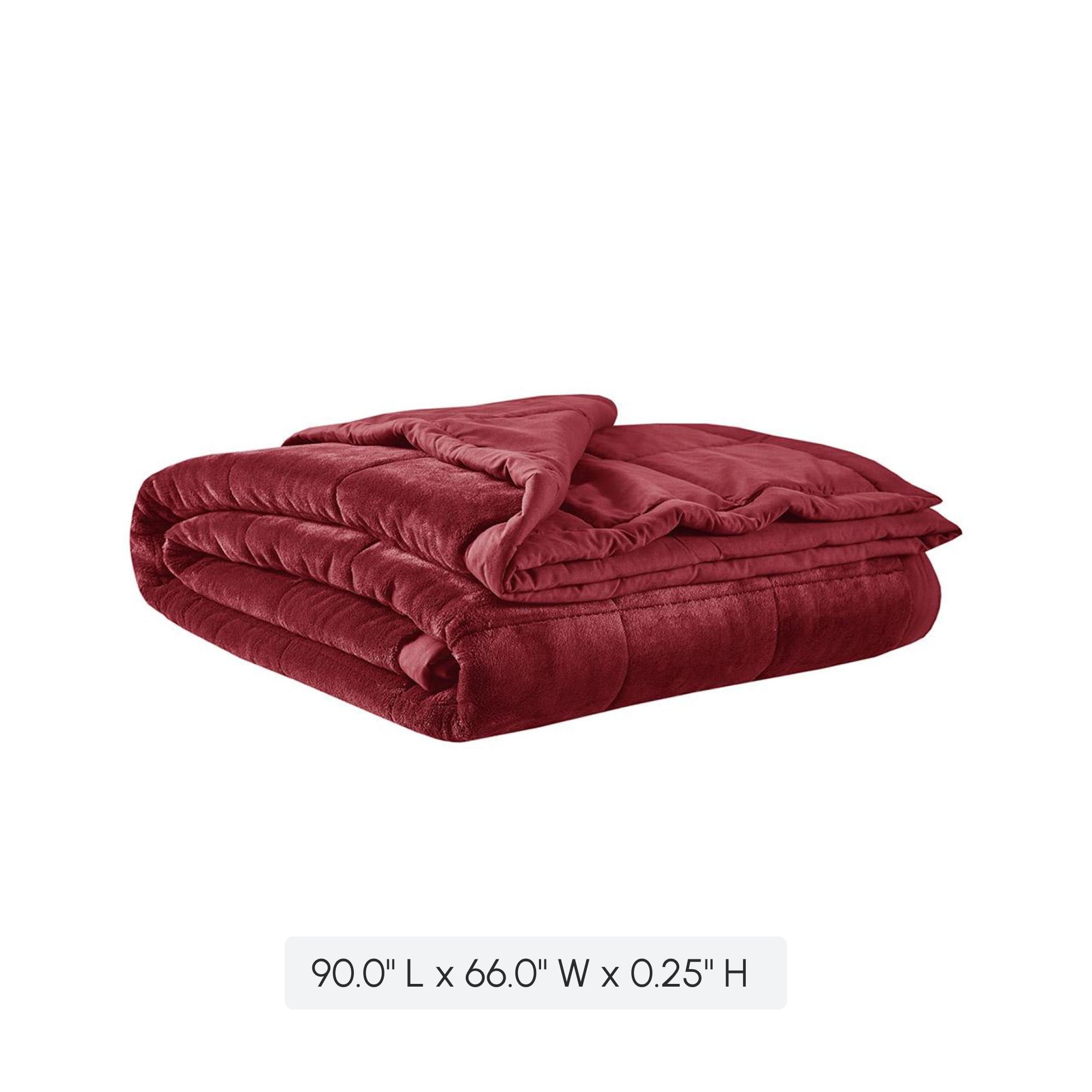 Reversible Smart Temperature Control Down Alternative Blanket, Plush to Microfiber, Machine Washable, 90" L x 66" W x 0.25" H, Burgundy