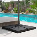 4 Pieces Cantilever Patio Umbrella Base, Outdoor Offset Umbrella Weights, 176 lbs Capacity Water or 264 lbs Capacity Sand Plates Set, Black
