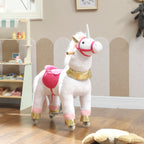 Ride on Unicorn Toy for Kids 3-5 Years, 29.5 Inch Plush Baby Rocking Horse with Wheels, No Battery Required, White
