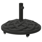 Round Patio Umbrella Base with Wheels, 44 lbs Resin Umbrella Stand Base, Heavy Duty Patio Umbrella Holder for 1.3"/1.5"/1.9" Umbrella Poles for Outdoor, Lawn, Poolside, Black