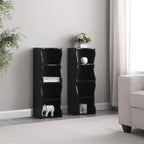 8-Tier Adjustable Slim Bookcase with Wavy Edge Design, Anti-Tip Hardware, Detachable Cabinets for Home Storage, 11.5" L x 9.5" W x 71" H, Black