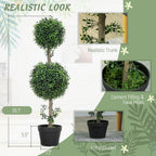 Set of 2 Artificial Ball Boxwood Topiary Trees, Fake Plants in Pot for Indoor Outdoor Living Room Green