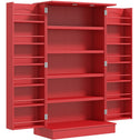Kitchen Sideboard Cabinet, Large Kitchen Storage Cabinet w/ Double Doors & 5-tier Shelving for Home, Dining Room, Red
