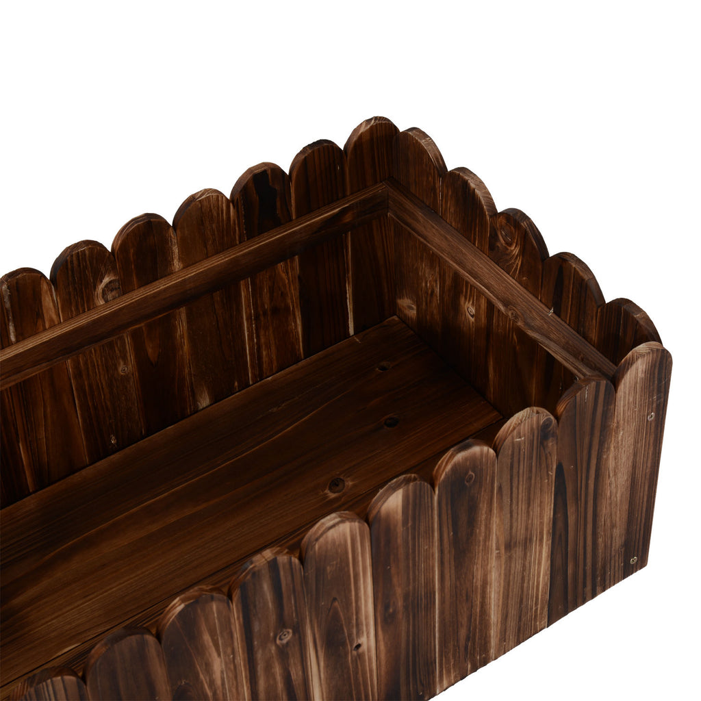 40" x 16" x 12" Raised Planter Box Garden Scalloped Edge Wooden