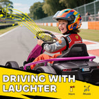 24V Electric Go Kart for Kids, Drift Ride-On Racing Go Kart with 2 Speeds, for Boys Girls Aged 8-12 Years Old, Pink