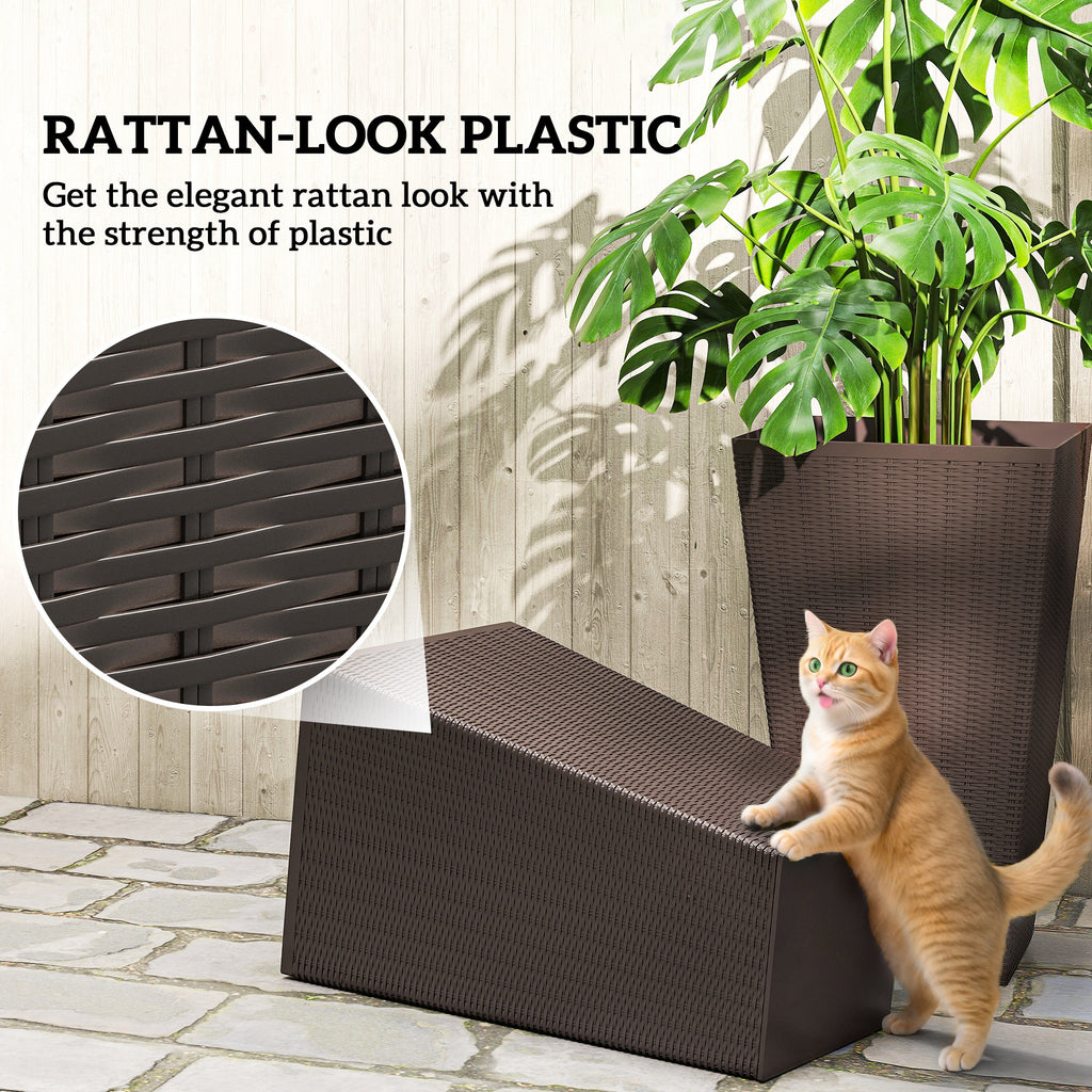 Set of 3 Tall Planters with Drainage Hole, 24" Outdoor Flower Plant Pots, Indoor Planters for Porch, Front Door, Entryway, Patio and Deck, Brown
