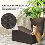Set of 3 Tall Planters with Drainage Hole, 24" Outdoor Flower Plant Pots, Indoor Planters for Porch, Front Door, Entryway, Patio and Deck, Brown