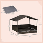 Wicker Dog House Outdoor with Canopy, Rattan Dog Bed with Water-resistant Cushion, Raised Pet Bed for Small, Medium Breeds up to 66 lbs, 20" in Length, Brown Wicker, Gray Cushion