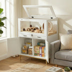 Hamster Cage with Storage Cabinet, Small Animal Cage with Pull Out Drawer and Acrylic Panels, 30" x 19.5" x 36"