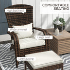 Wicker Adirondack Chair Fire Pit Chair w/ Ottoman & Cushions, White