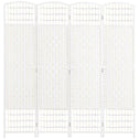 4 Panel Folding Room Divider Portable Privacy Screen Wave Fiber Room Partition for Home Office White