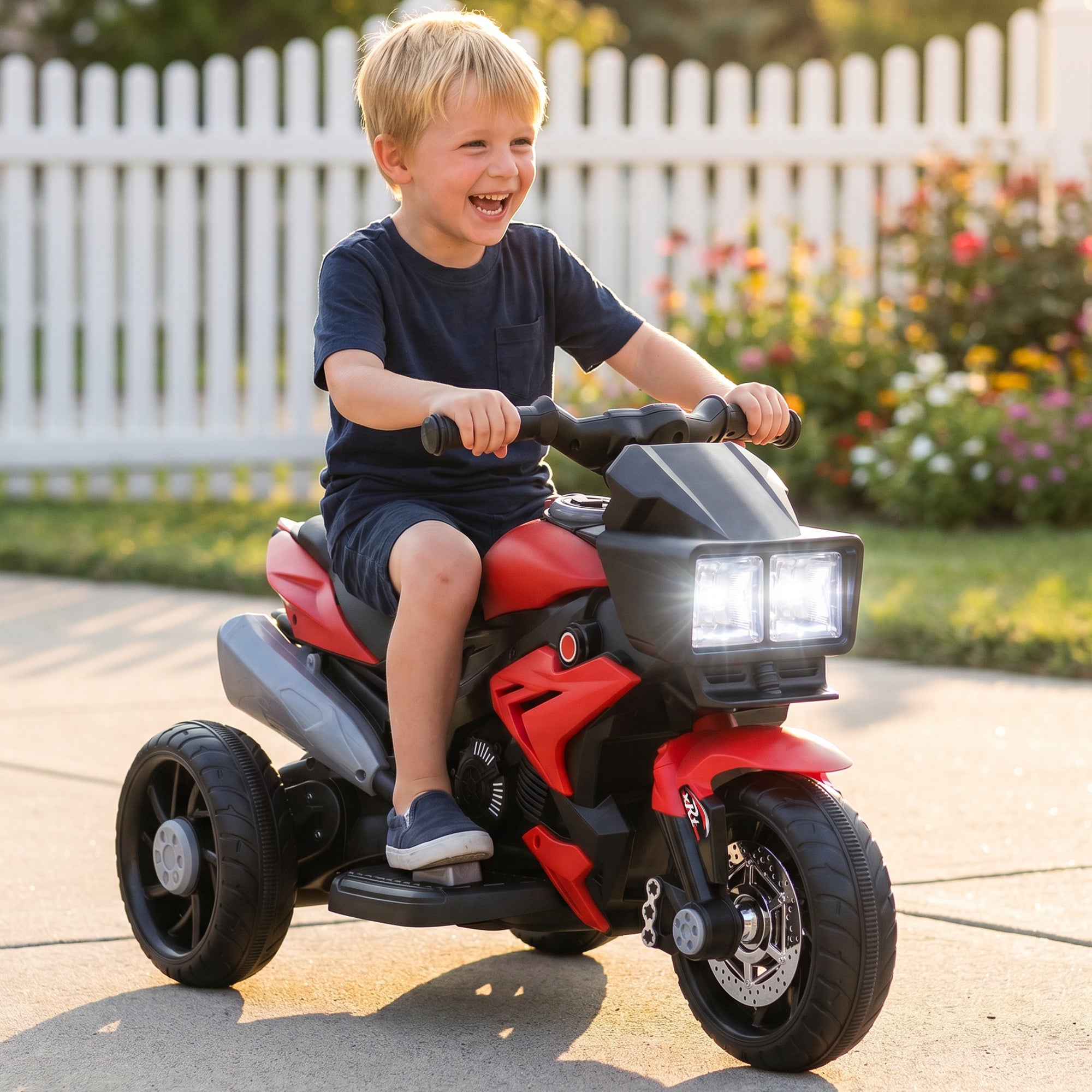 6V Kids Motorcycle, Battery-Operated Mini Electric Motorbike with Forward/Reverse Switch, Horn, Red