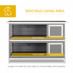 54" 2-Story Large Rabbit Hutch Bunny Cage Wooden Pet House Small Animal Habitat with Lockable Doors, No Leak Tray and waterproof Roof for Rabbits, Chickens, Ducks, Outdoor/Indoor Dark Gray