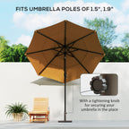 Square Patio Umbrella Base, 29 lbs Metal Umbrella Stand Base with Adjustable Foot Pads, Heavy Duty Patio Umbrella Holder for 1.5"/1.9" Umbrella Poles for Outdoor, Lawn, Poolside, Brown