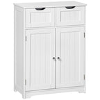 Freestanding Bathroom Storage Cabinet, Floor Cabinet with 2 Drawers, Adjustable Shelf, for Bathroom, Living Room or Entryway, White