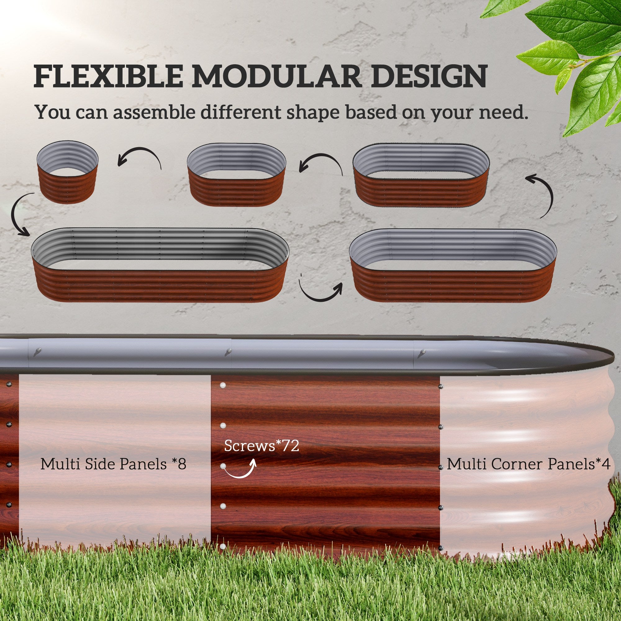 7.9' x 2' x 1.4' Galvanized Raised Garden Bed Kit, Metal Planter Box with Safety Edging, Brown