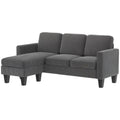 Sectional Sofa, L Shaped Couch, with Reversible Chaise or Ottoman, Dark Gray