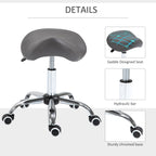 Ergonomic Rolling Saddle Stool PU Leather Hydraulic Spa Stool Height Adjustable Swivel Drafting Salon Chair, Gray
