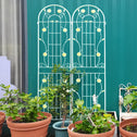 4 Pack Metal Garden Trellis with Bird and Flower Decorations, Rustproof Climbing Plant Support, 87" High, Cream White