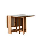 Solid Oak Extending Dining Table with Faux Rock Slab Top, Space-Saving Kitchen Table for 4-6 People, 559″ L x 31.5″ W x 29.5″ H, Light Oak