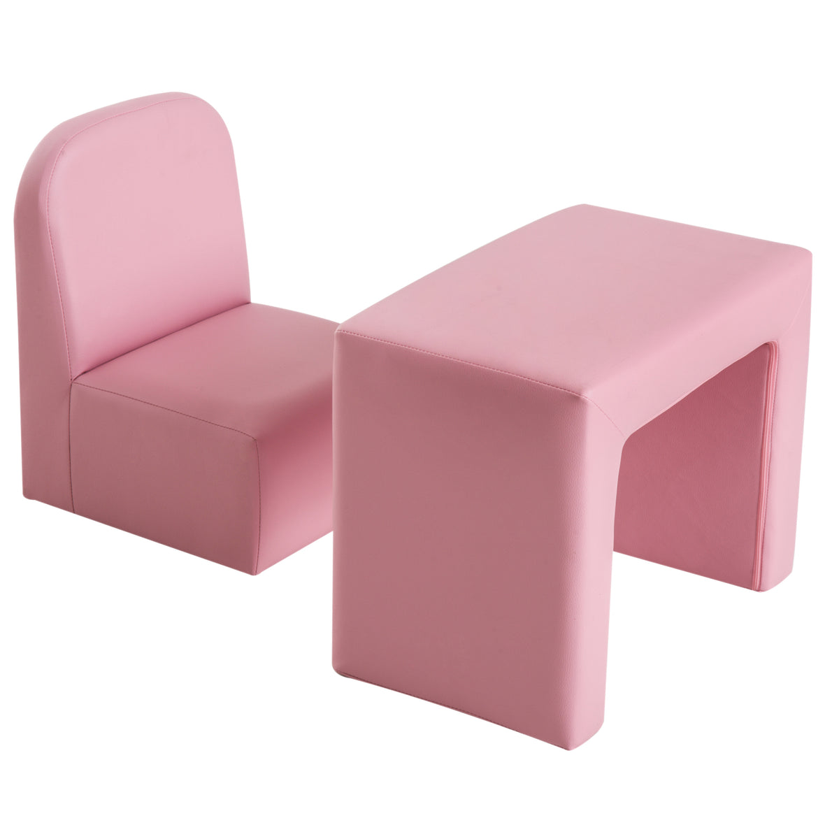 2-in-1 Convertible Table and Chair Set for Boys Girls for Boys Girls, Pink