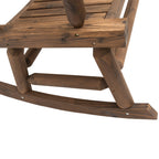 2-Person Wood Rocking Chair with Log Design, Heavy Duty Loveseat with Wide Curved Seats for Patio, Backyard, Garden, Walnut