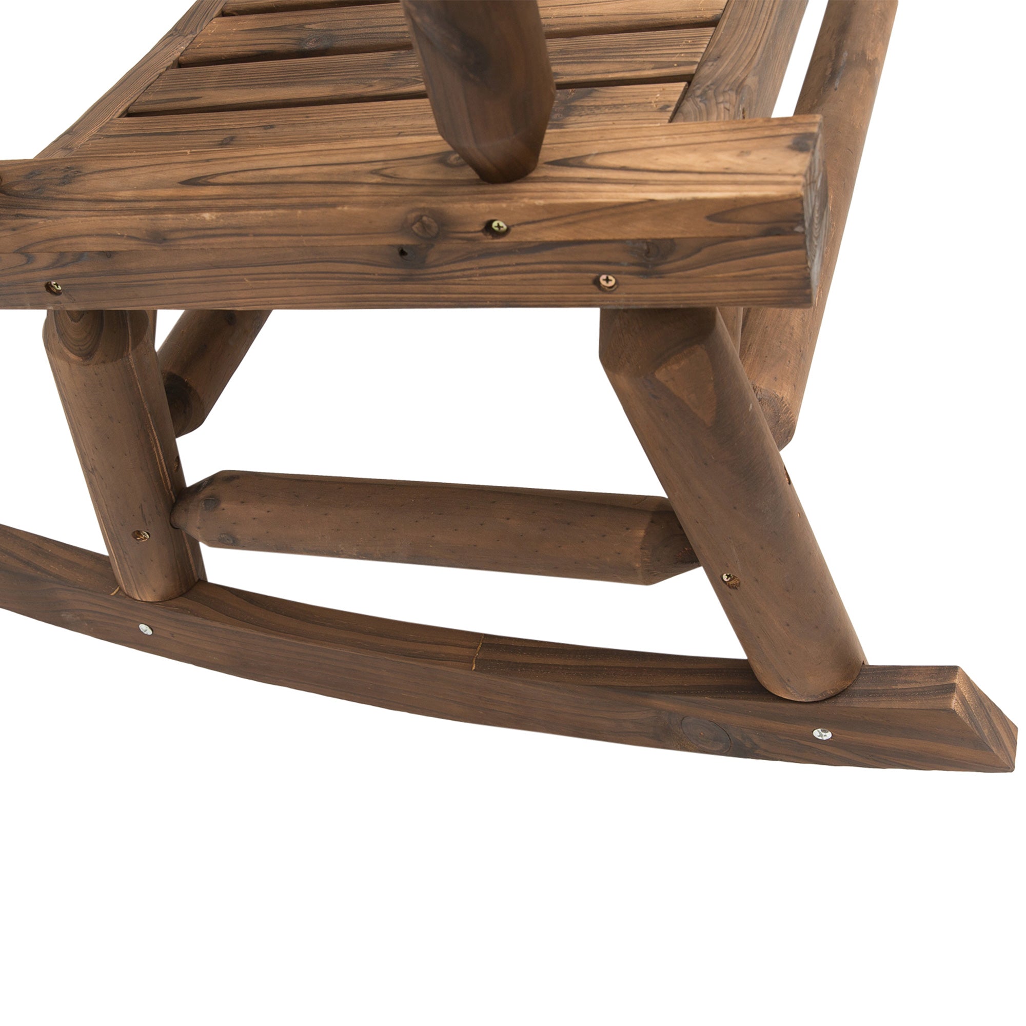 2-Person Wood Rocking Chair with Log Design, Heavy Duty Loveseat with Wide Curved Seats for Patio, Backyard, Garden, Walnut