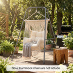 Hammock Chair Stand Indoor and Outdoor Use with Anti-Slip Foot Pads, 2 Carabiners, Gray