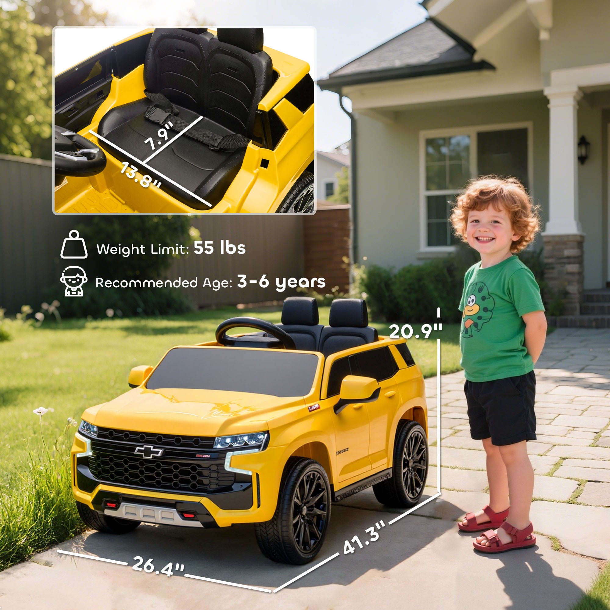 Electric Ride on Car 12V Kids Ride-on Toy, Yellow