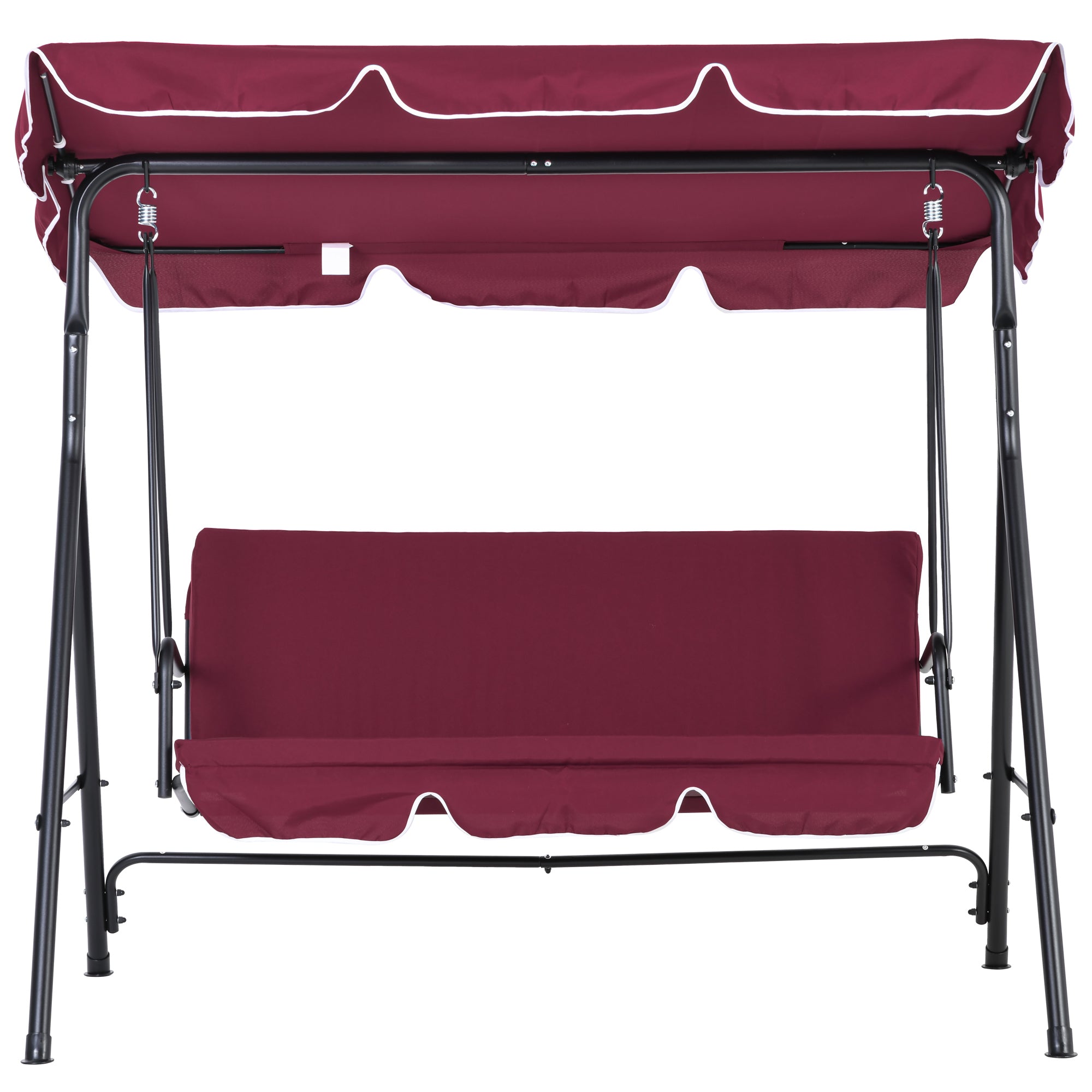 Outdoor Patio Swing Chair with Adjustable Tilt Canopy and Removable Cushion, Red