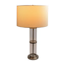 Echo Brushed Nickel Table Lamp with On/Off Switch, Clear Glass Body and Metal Base, 16" L x 16" W x 30" H, Silver+White