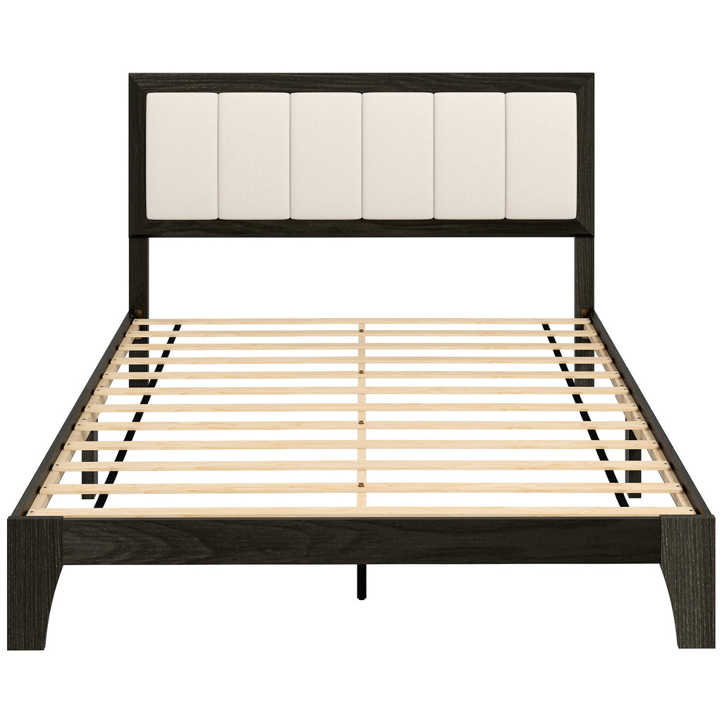 Full Bed Frame with Headboard Full Size Platform Bed Frame with Wooden Slats No Box Spring Needed Charcoal Gray
