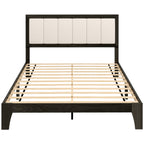 Full Bed Frame with Headboard Full Size Platform Bed Frame with Wooden Slats No Box Spring Needed Charcoal Gray