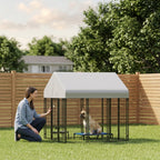 Outdoor Dog Kennel with Roof, 6' x 6' x 6' Heavy Duty Welded Wire Dog Playpen Enclosure with Escape-proof Lock