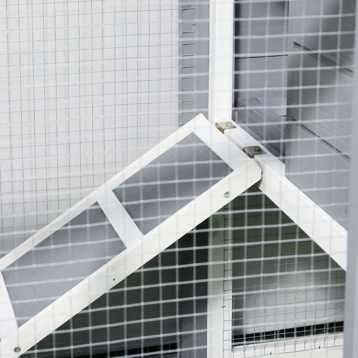 Indoor Rabbit Enclosure, 48" Weatherproof Wooden Rabbit Hutch, with Slanted Asphalt Roof & Fun Outdoor Run for Bunnies & Ferrets - Gray