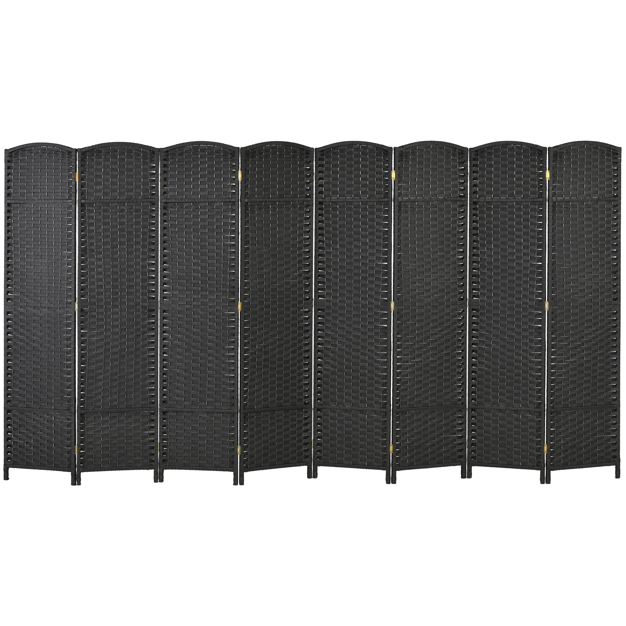 Folding Room Divider Screen 8 Panel 5.6 ' Tall Privacy Screen Freestanding Room Partition for Home Office, Black