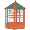 69" Wooden Hexagonal Outdoor Aviary Flight Bird Cage With Covered Roof, Brown