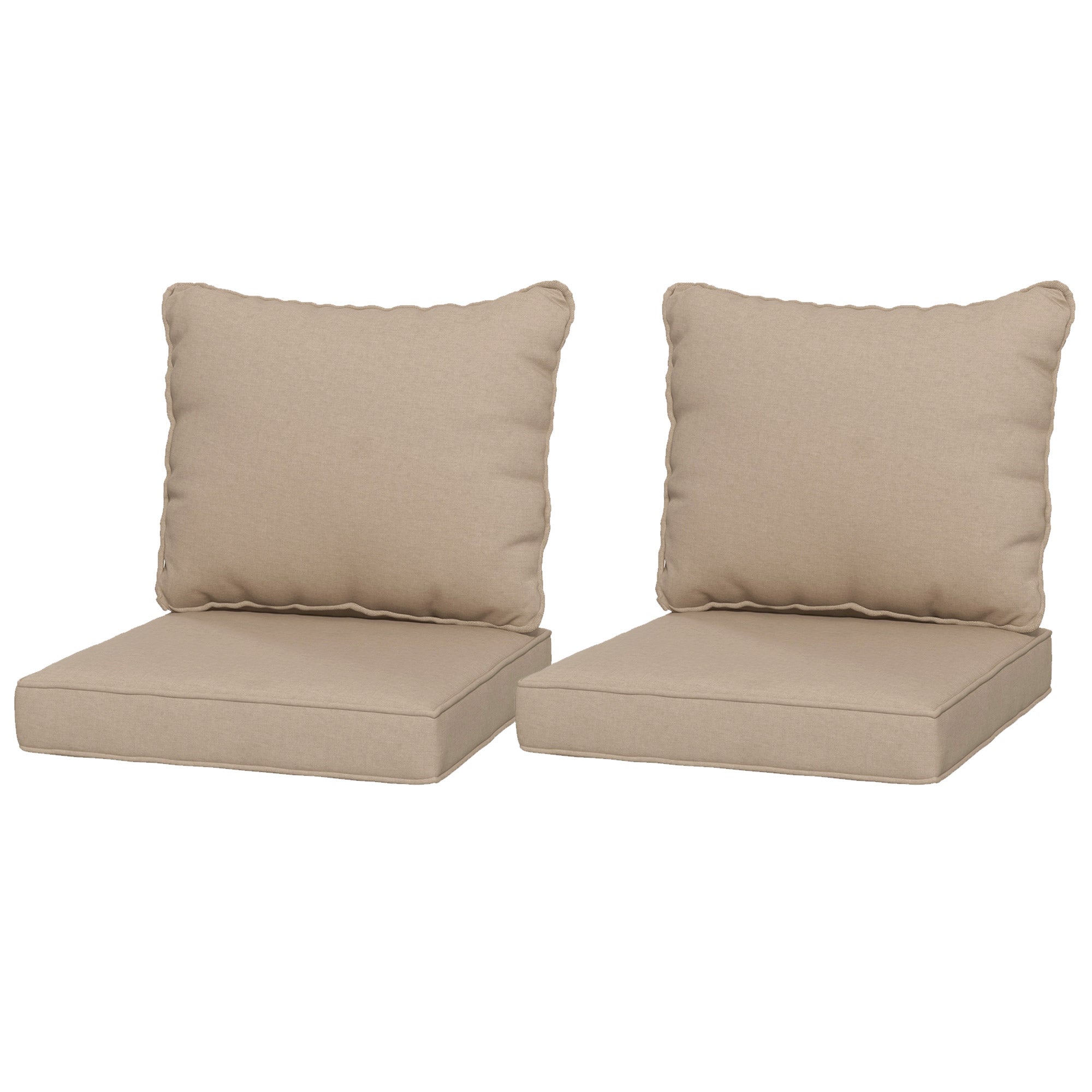 Patio Chair Cushions Set of 2 with Seat & Backrest, Fade Resistant Seat Replacement Cushion Set, Beige