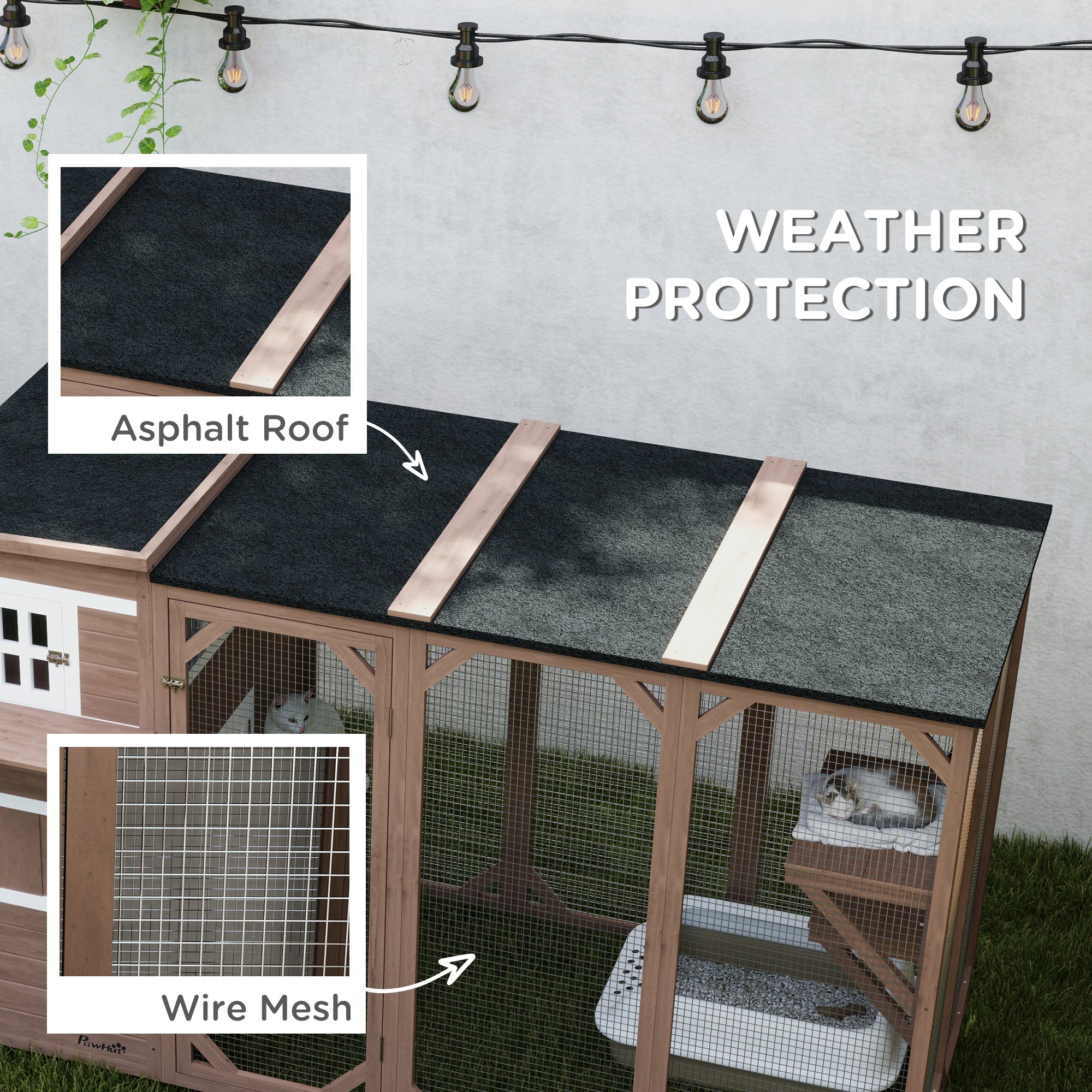 Large Outdoor Cat House for 3 Kitties, Multi-Level Design with Big Hiding Areas 2 Stories & Multiple Platforms Cat Condo