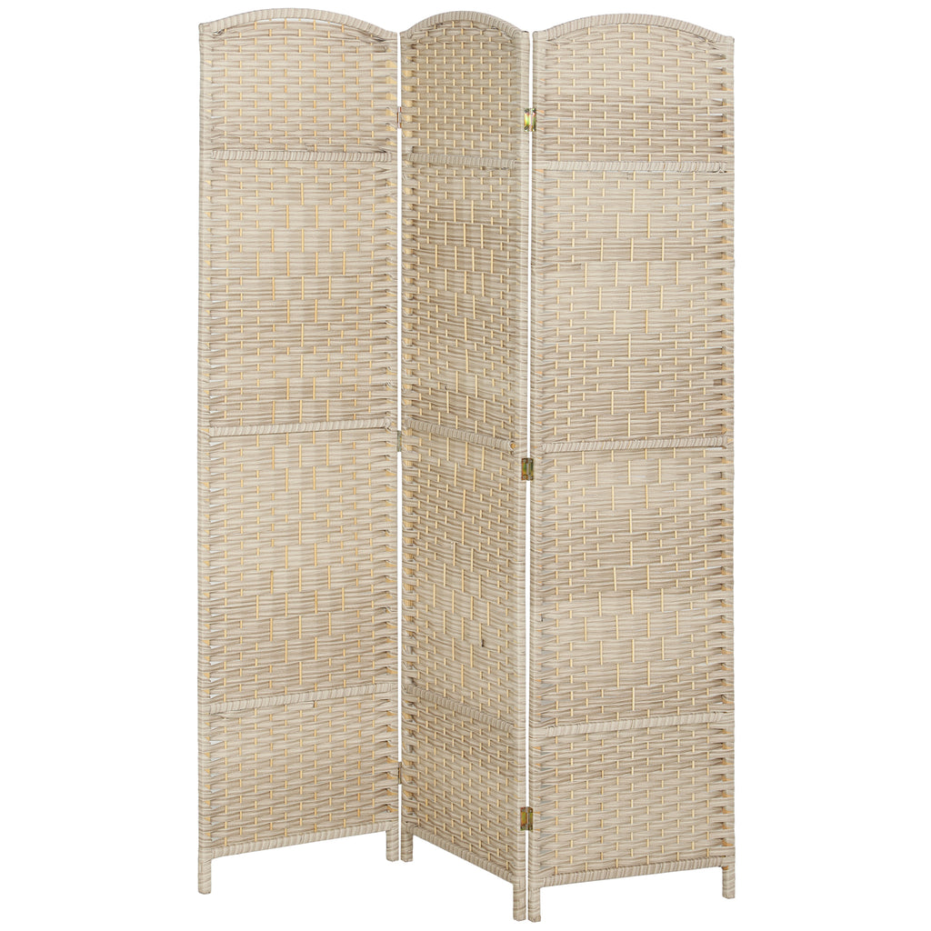 Folding Room Divider Screen 3 Panel 6' Tall Privacy Screen Freestanding Wood Partition for Home Office, Washed Oak