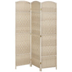 Folding Room Divider Screen 3 Panel 6' Tall Privacy Screen Freestanding Wood Partition for Home Office, Washed Oak